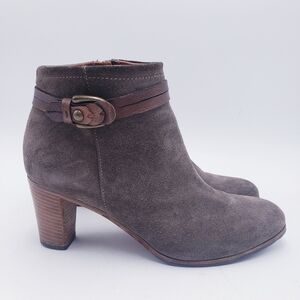 Alberto Fermani Ginosa Suede Ankle Boot Bootie Buckle Stacked Heel Size EU‎ 38.5